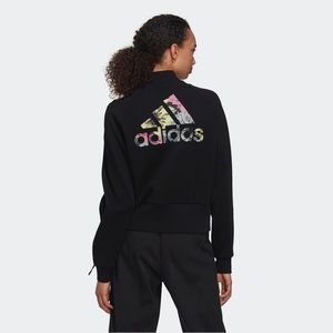 🆕ADIDAS Black Graphic Bomber Jacket